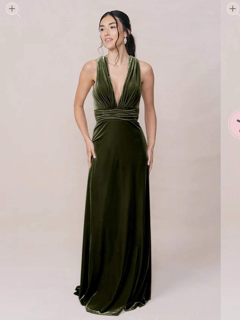 Revelry Dylan Velvet Dress in Olive